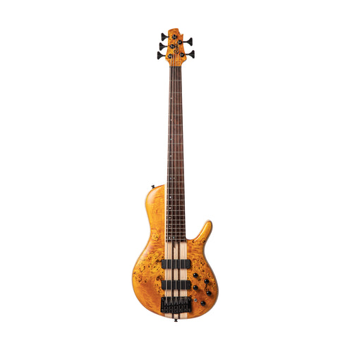 Cort A5-Plus-SC-AOP Electric Bass Guitar w/Case, Amber Open Pore (B-Stock)
