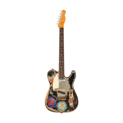 Fender Custom Shop Ltd Ed MB Joe Strummer Telecaster Guitar, RW FB, Aged Black over 3-Color Sunburst