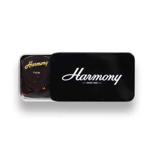 Harmony Celluloid Tortoise Standard Guitar Pick, Thin, 12-Pick Tin