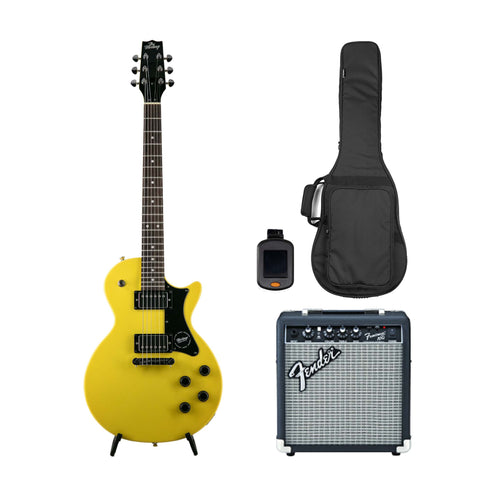 Heritage Ascent Collection H-137 Humbucker Electric Guitar Bundle, Marigold Yellow (SG)