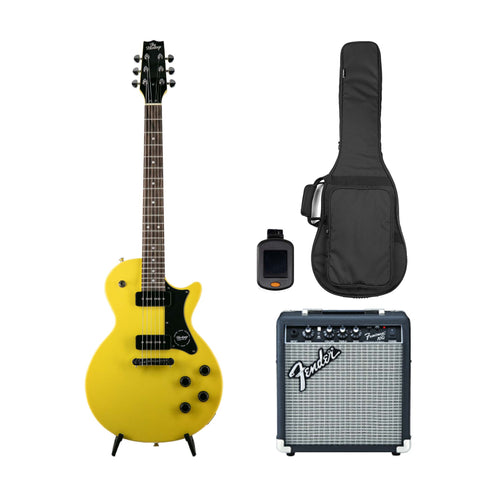 Heritage Ascent Collection H-137 P90 Electric Guitar Bundle, Marigold Yellow (SG)