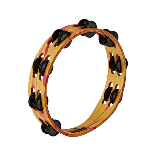 MEINL Viva Rhythm VR-TA2-ROM 8inch Molded ABS Tambourine, Double Row, Red/Orange