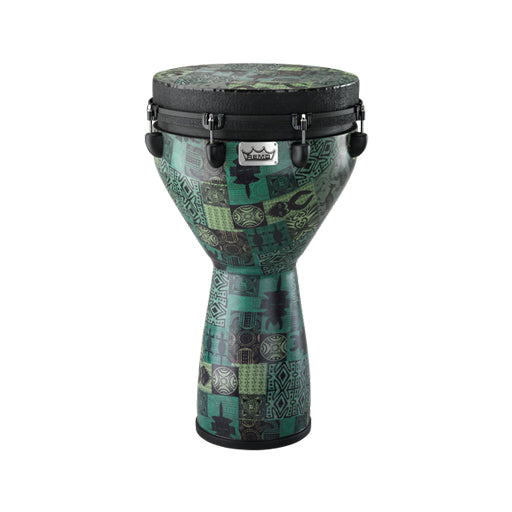 Remo DJ-0014-32 Designer Series 14inch Key-Tuned Djembe, Green Kintekloth