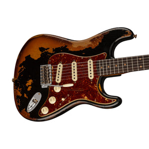 Fender Custom Shop Ltd Ed Roasted 1961 Super Heavy Relic Strat, Aged Black over 3-Color Sunburst