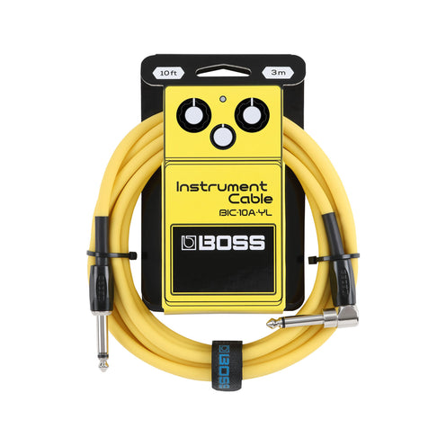 BOSS BIC-10A-YL Straight to Right Angle Instrument Cable, 10FT, Yellow