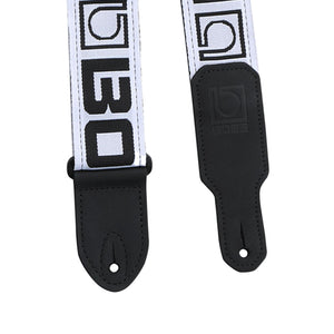 BOSS BSM-20-WB Monogram White Guitar Strap with Black Logo