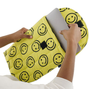 Baggu Puffy 16 inch Laptop Sleeve, Yellow Happy