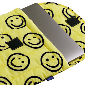Baggu Puffy 16 inch Laptop Sleeve, Yellow Happy