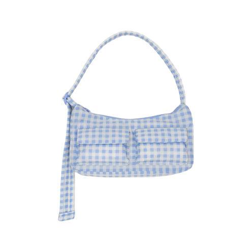 Baggu Cargo Shoulder Bag, Light Blue Gingham