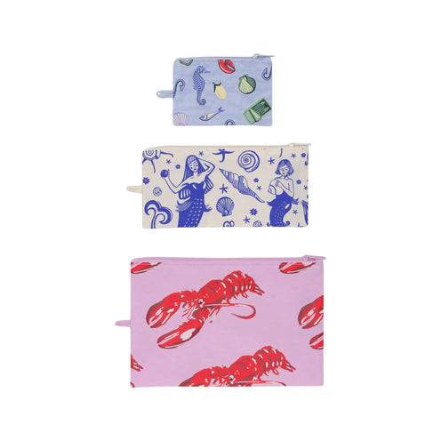 Baggu Flat Pouch Set, Sea Creatures