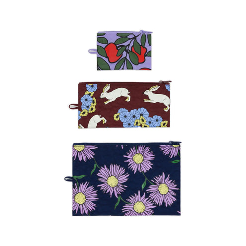 Baggu Flat Pouch Set, Night Orchard