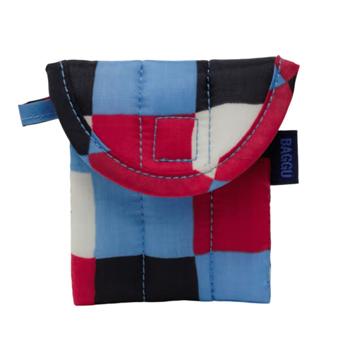 Baggu Puffy Earbuds Case, Painted Check