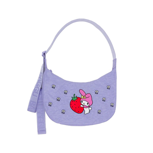 Baggu Medium Nylon Crescent Bag, Embroidered My Melody Strawberry