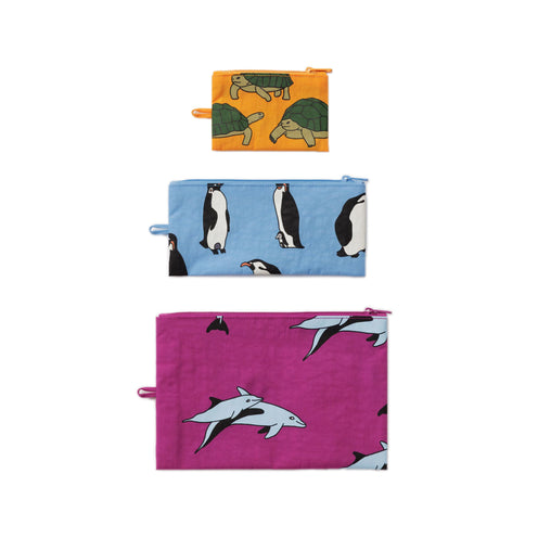 Baggu Flat Pouch Set, Vacation Animals