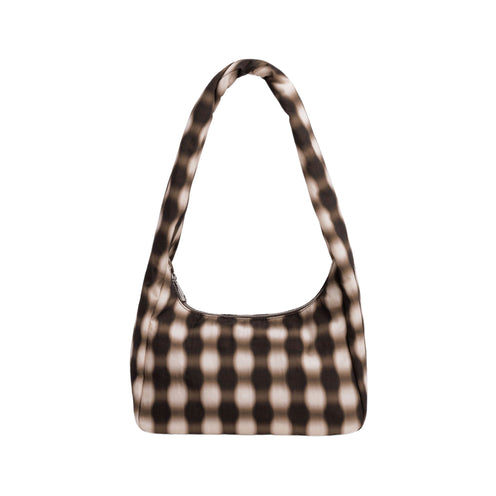 Baggu Small Nylon Meringue Bag, Blurred Gingham Brown
