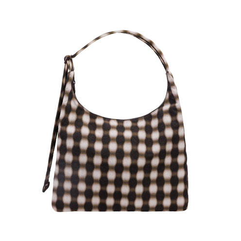 Baggu Nylon Shoulder Bag, Blurred Gingham Brown