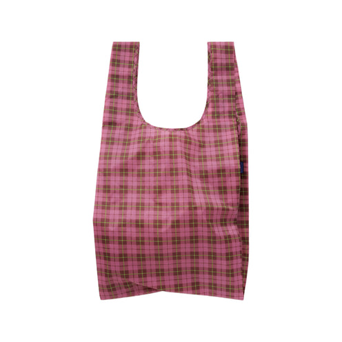 Baggu Big Shopper Bag, Azalea Pink Tartan
