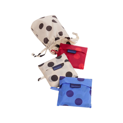 Baggu Standard Shopper Bag, Polka Dot Mix, Set of 3