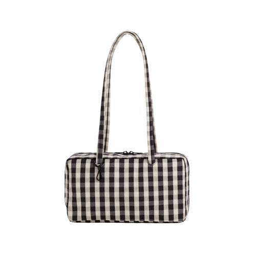 Baggu Nylon Bowler Bag, Black and Cream Gingham