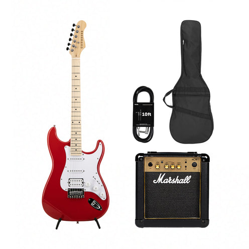 Congress CST100 MP HT Electric Guitar, Fiesta Red w/ Marshall MG10G Bundle