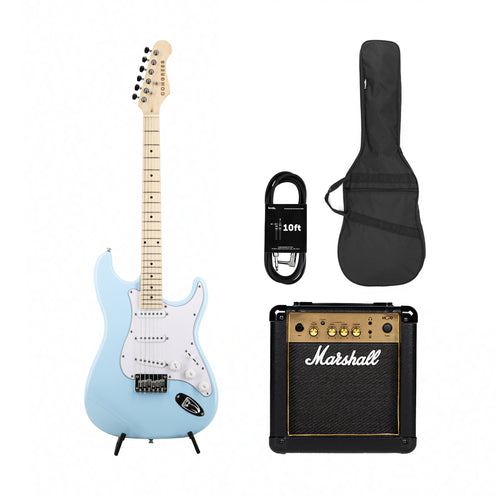 Congress CST100 MP HT Electric Guitar, Sonic Blue w/ Marshall MG10G Bundle