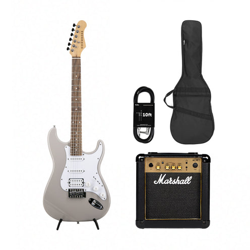 Congress CST150 LR HSS Electric Guitar, Dove Grey w/ Marshall MG10G Bundle