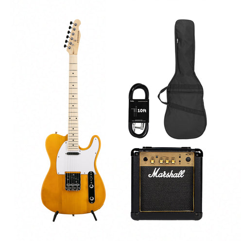 Congress CTE100 MP Electric Guitar, Blonde w/ Marshall MG10G Bundle