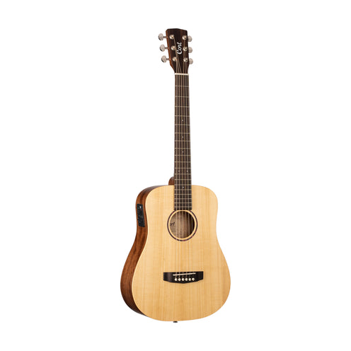 Cort Earth Mini E Adirondack Acoustic Guitar w/ Pickup and Bag, Open Pore White