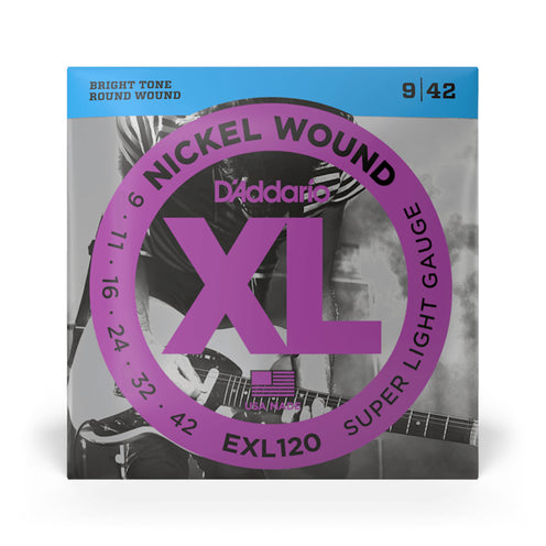 D'Addario EXL120 Nickel Wound Electric Guitar Strings, Super Light, 9-42