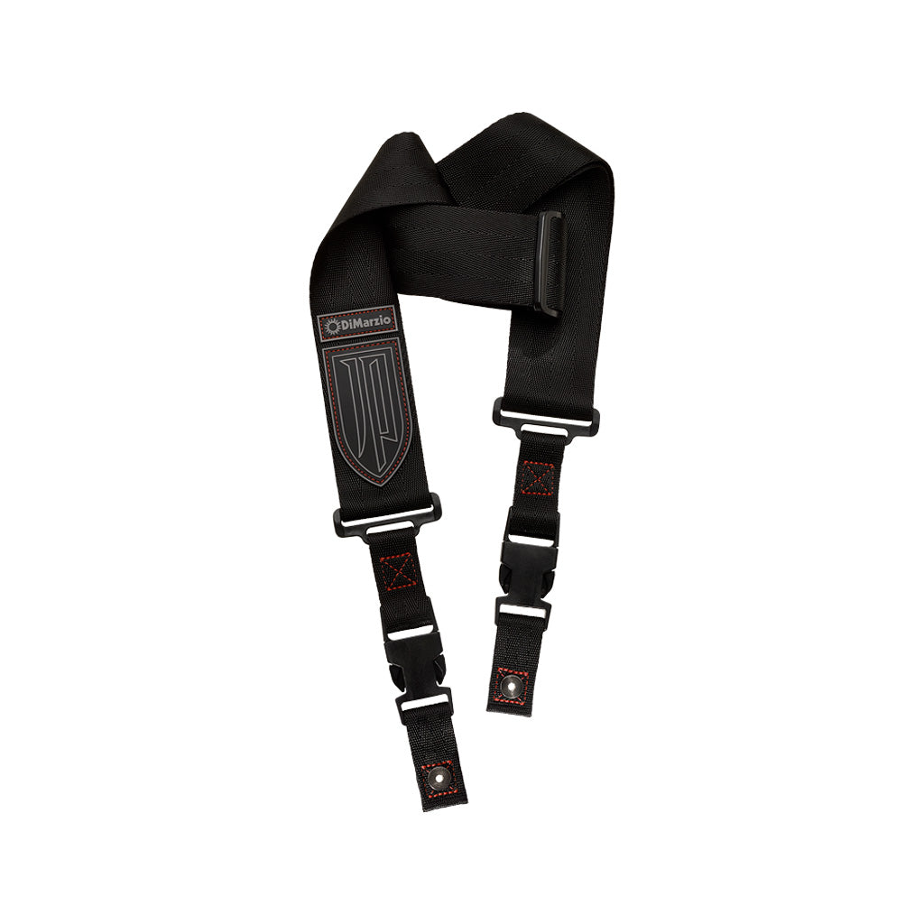 DiMarzio DD2200JPBKRD John Petrucci Nylon ClipLock Quick Release Guitar Strap, Black w/Red Thread