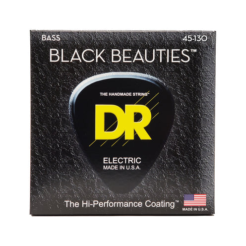 DR Strings BKB5-130 Black Beauties Coated Steel 5-String Bass Guitar Strings, Medium, 45-130