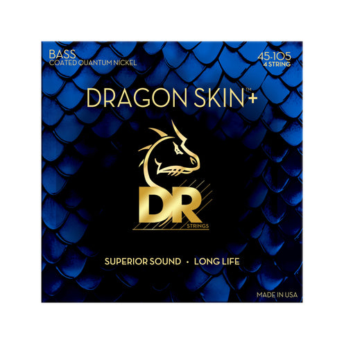 DR Strings DBQ-45 Dragon Skin+ Quantum Nickel 4-String Bass Guitar Strings, Medium, 45-105