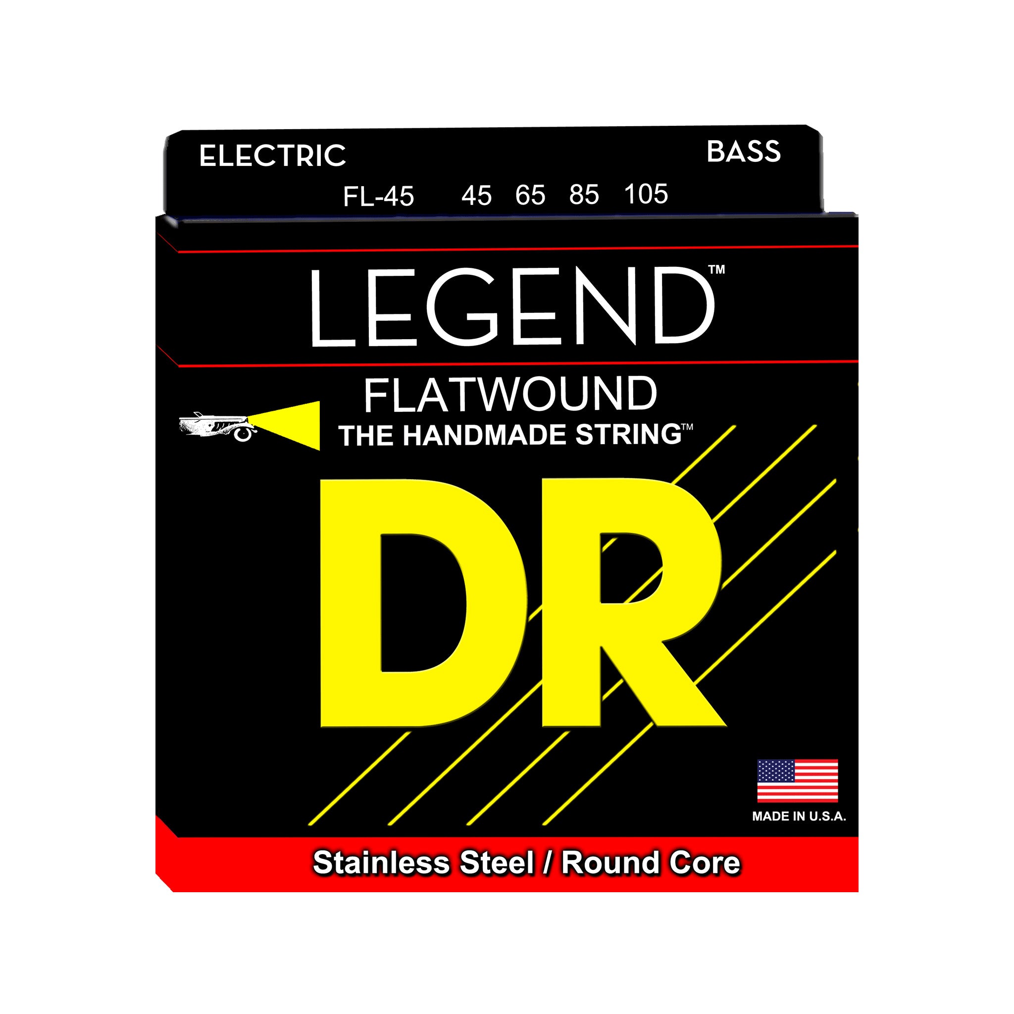 DR Strings FL-45 Legend Flatwound 4-String Bass Guitar Strings, Medium, 45-105