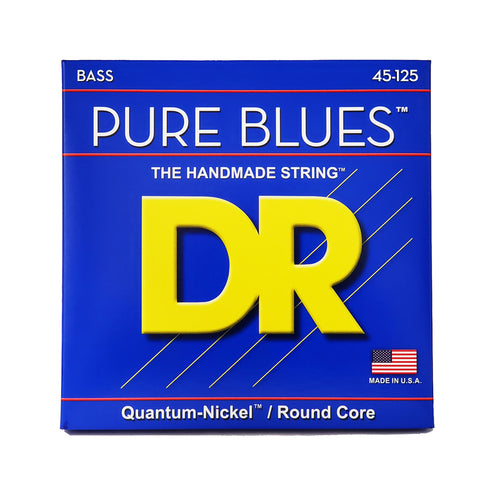 DR Strings PB5-45 Pure Blues Quantum-Nickel/Round Core 5-String Bass Guitar Strings, Medium, 45-125