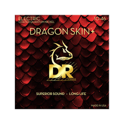 DR Strings DEQ-10 Dragon Skin+ Coated Quantum Nickel Electric Guitar Strings, Medium, 10-46
