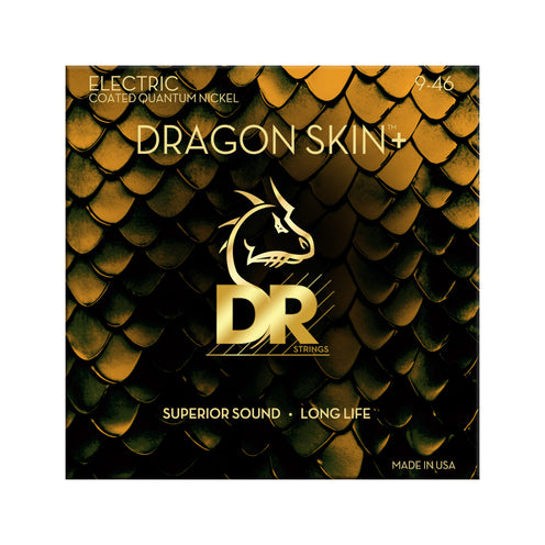 DR Strings DEQ-9/46 Dragon Skin+ Coated Quantum Nickel Electric Guitar Strings, Light/Medium, 9-46