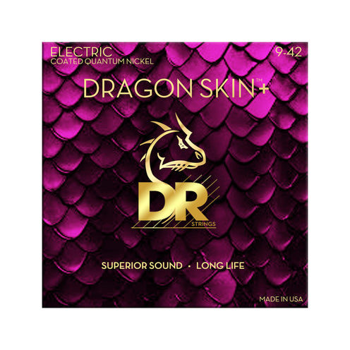 DR Strings DEQ-9 Dragon Skin+ Coated Quantum Nickel Electric Guitar Strings, Light, 9-42