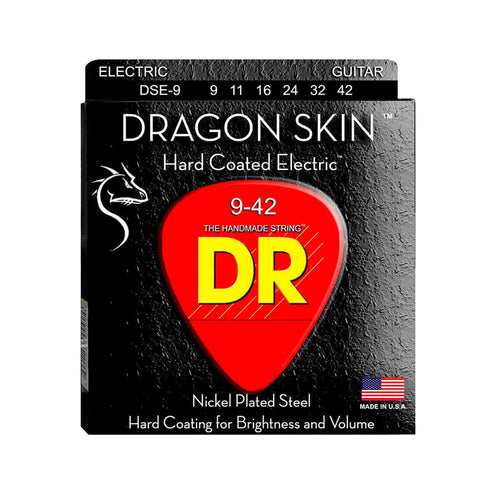 DR Strings DSE-9 Dragon Skin Clear Coated Electric Guitar Strings, Light, 9-42