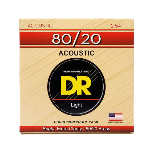 DR Strings HA-12 Hi-Beam 80/20 Bronze Acoustic Guitar Stings, Light, 12-54