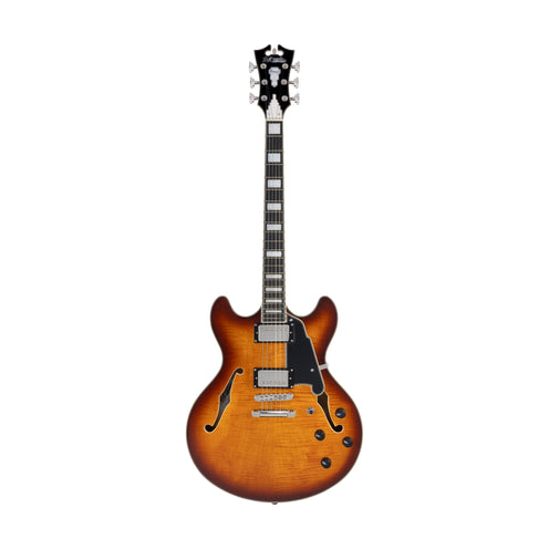 D'Angelico Premier DC Semi-Hollowbody w/Stopbar Tailpiece Electric Guitar, Dark Iced Tea Burst