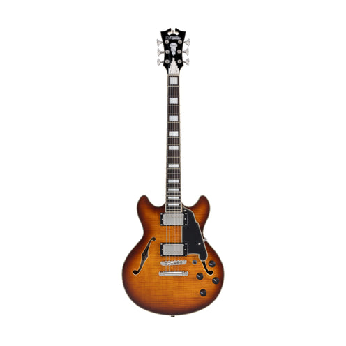 D'Angelico Premier Mini DC Semi-Hollowbody w/Stopbar Tailpiece Electric Guitar, Dark Iced Tea Burst