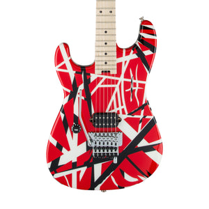 EVH Striped Series Left-Handed Electric Guitar, Maple FB, Red/Black and White Stripes