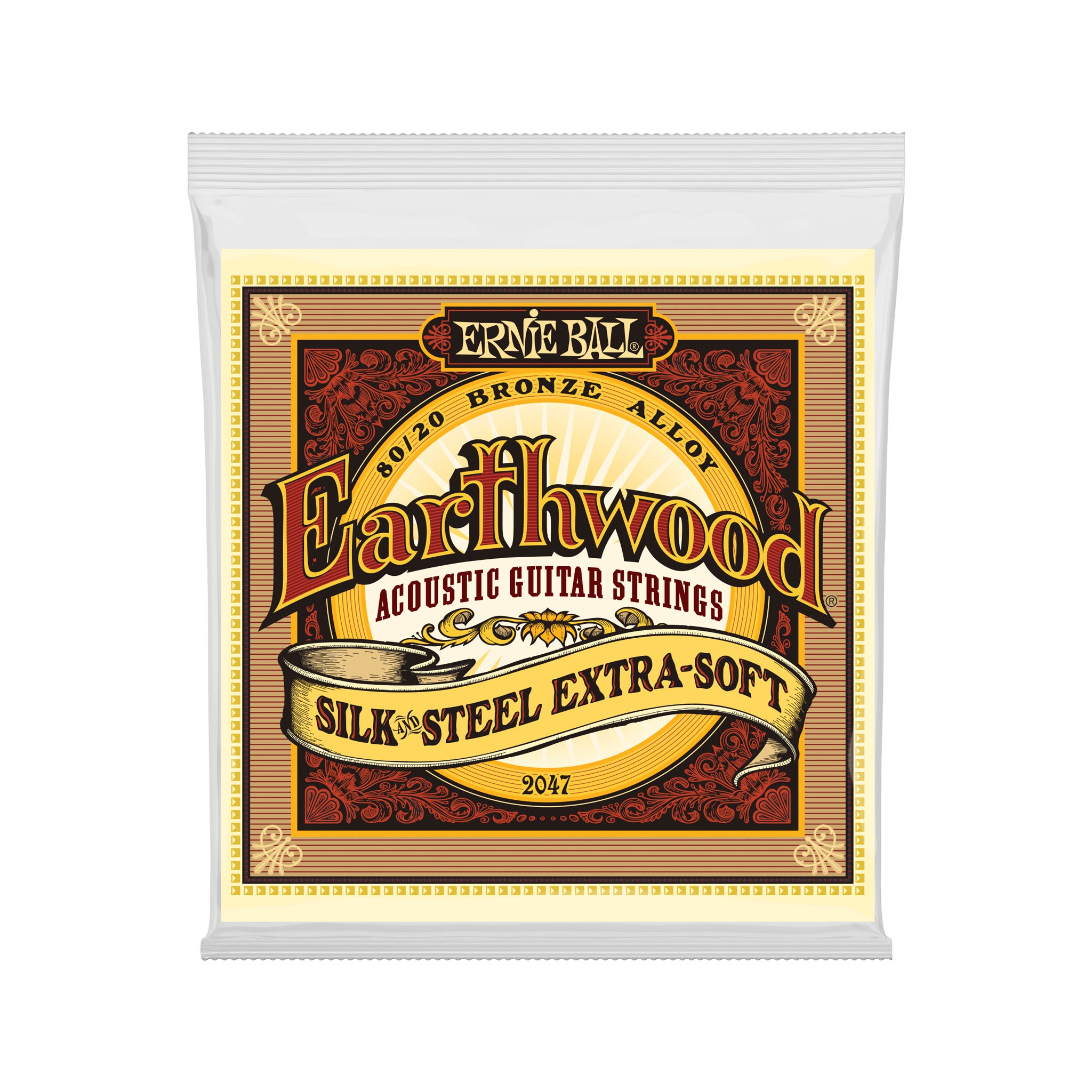 Ernie Ball Earthwood Silk and Steel Extra Soft 80/20 Bronze Acoustic Guitar Strings, 10-50