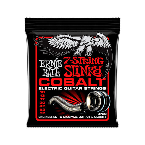 Ernie Ball Skinny Top Heavy Bottom Slinky Cobalt 7-String Electric Guitar Strings, 10-62