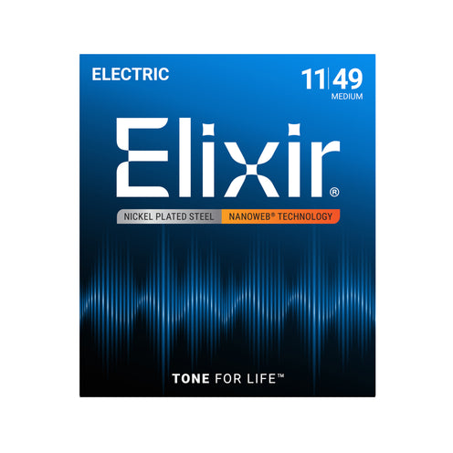 Elixir 12102 Nanoweb Electric Guitar Strings, Medium, 11-49