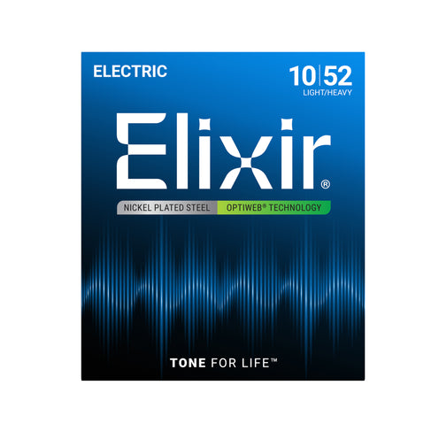 Elixir 19077 Optiweb Electric Guitar Strings, Light-Heavy, 10-52