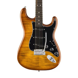 Fender American Ultra Limited Edition Stratocaster Electric Guitar, Ebony FB, Tiger