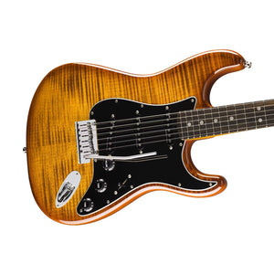 Fender American Ultra Limited Edition Stratocaster Electric Guitar, Ebony FB, Tiger