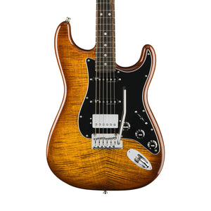 Fender FSR American Ultra HSS Stratocaster Electric Guitar, Ebony FB, Tiger