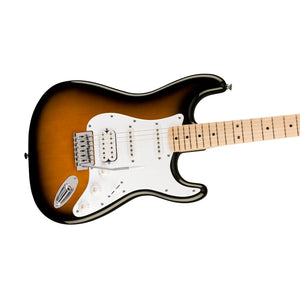 Squier FSR Sonic Stratocaster HSS Electric Guitar w/White Pickguard, Maple FB, 2-Color Sunburst
